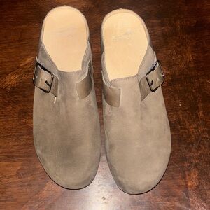 Women's Taupe Suede Slip-On Mule with Buckle dansko nubuck size 40